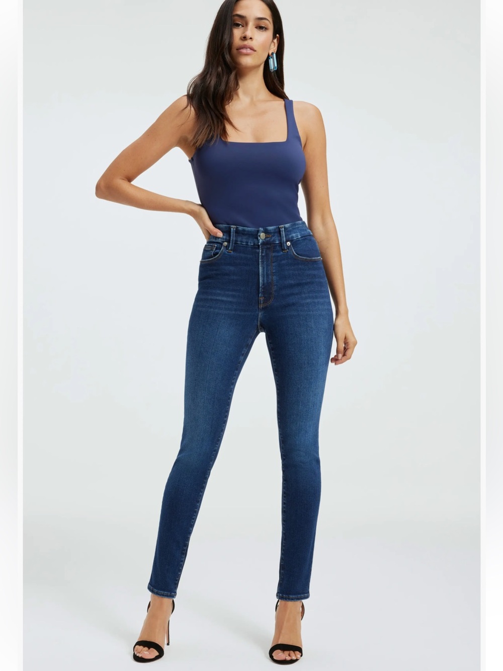 Good American Always Fits Dark Wash Skinny Jeans Size 6-12